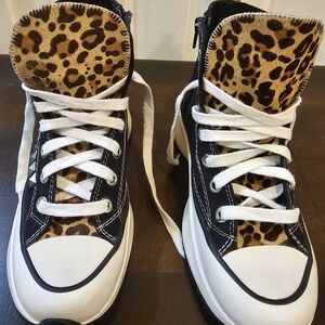 Steve Madden Shaft Studded Leopard Platform Sneaker Size 7.5M